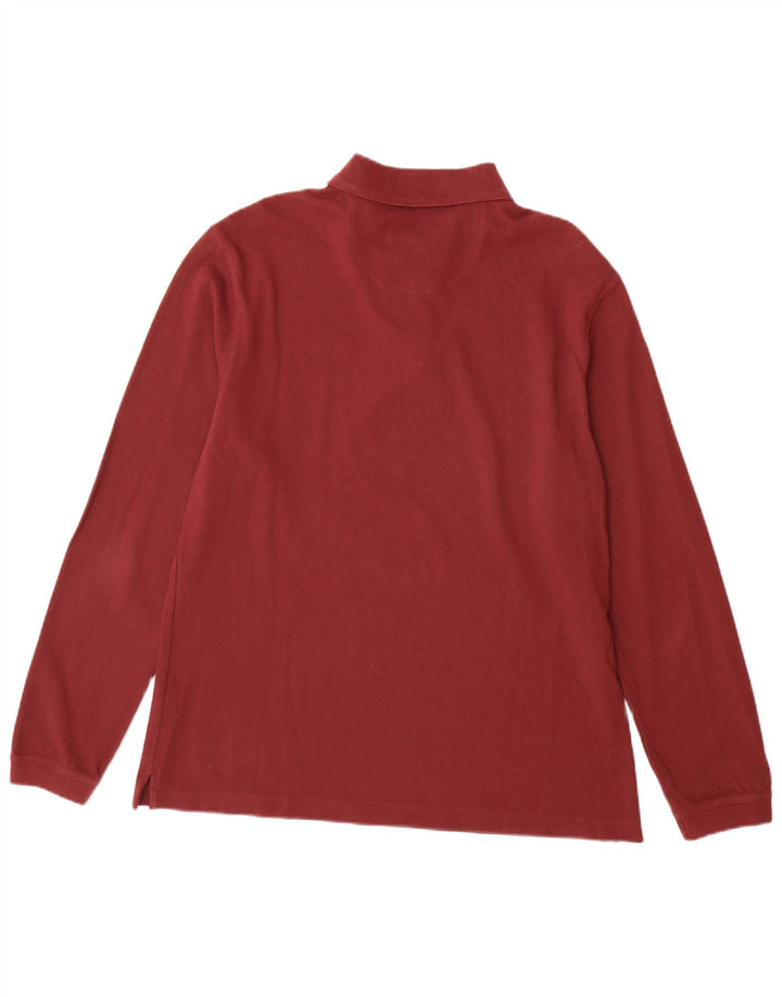BARBOUR Polo à Manches Longues Homme XL Coton Bordeaux