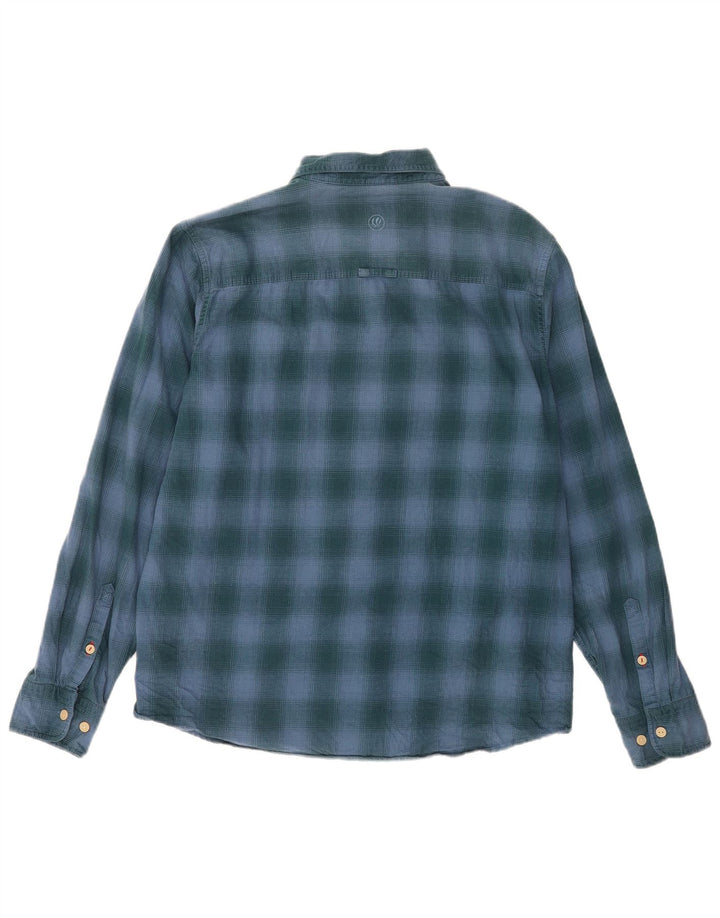 Fat Face Chemise classique en flanelle pour homme en coton à carreaux bleus