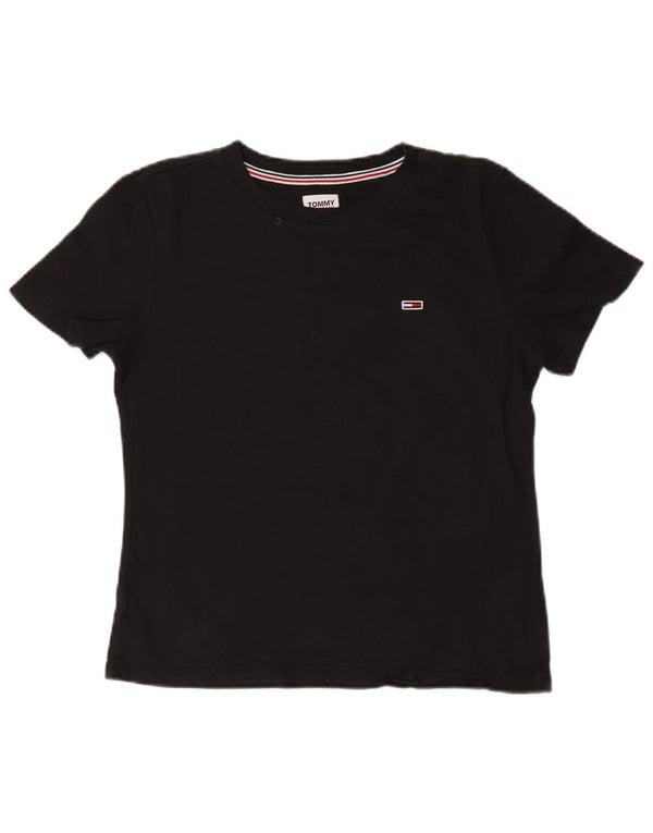Tommy Hilfiger T-Shirt Femme Top UK 10 Petit Noir Coton
