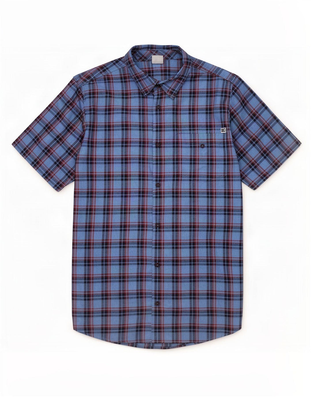 DC Chemise à manches courtes pour homme en coton à grands carreaux bleus
