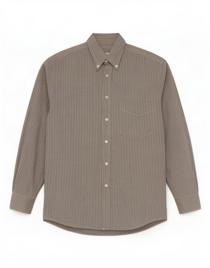Stefanel Chemise Homme Grand Carreau Beige Coton