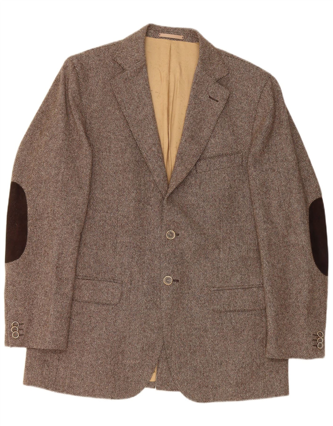 Massimo Dutti Veste Blazer 2 Boutons Homme EU 52 Grand Marron Chevrons