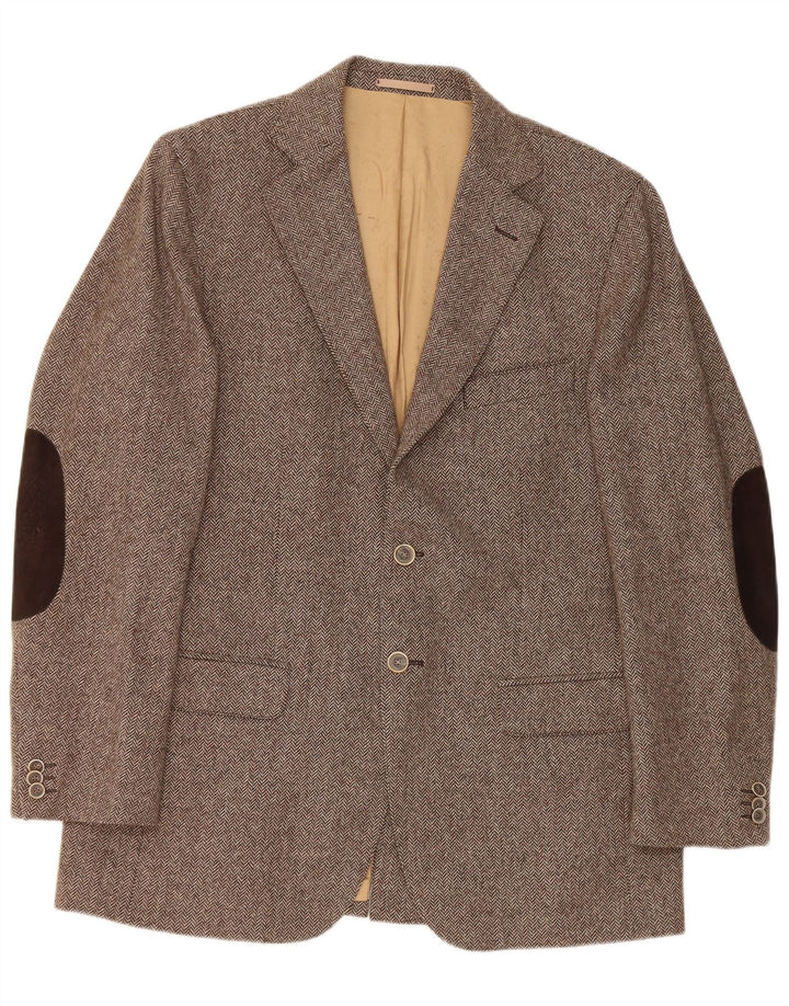 Massimo Dutti Veste Blazer 2 Boutons Homme EU 52 Grand Marron Chevrons