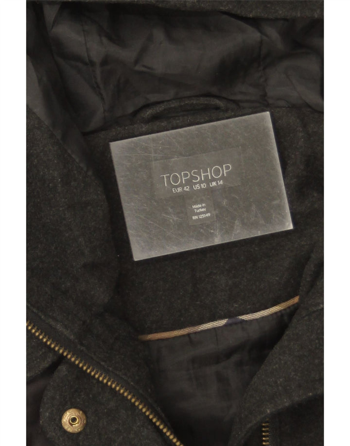 Topshop Veste matelassée à capuche pour femme UK 44 Large Noir Polyester