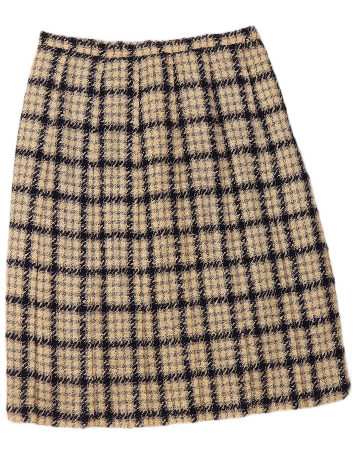 VINTAGE Jupe trapèze femme W30 carreaux beige moyen