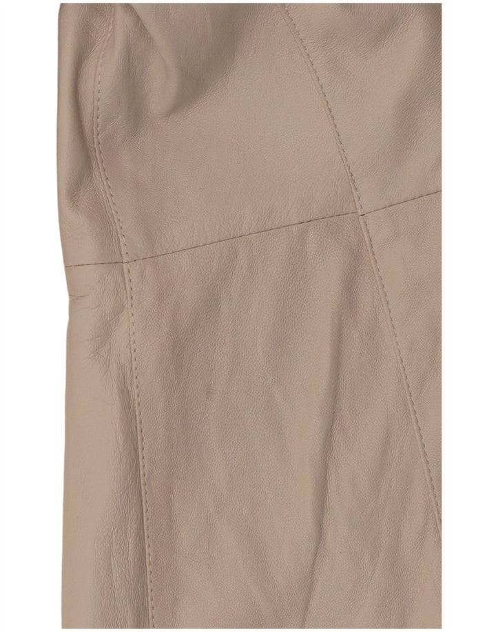 manteau en cuir femme vintage IT 42 Cuir blanc cassé moyen