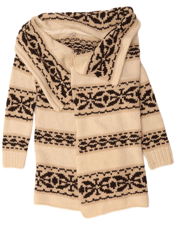 Parosh Cardigan long pour femme UK 44 Medium Off White Fair Isle