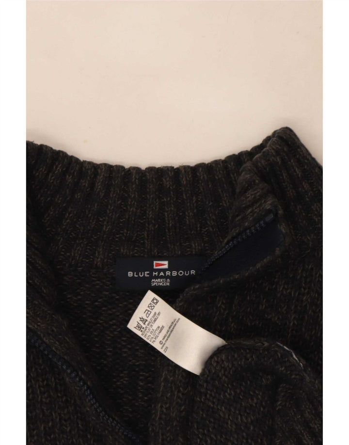 Marks & Spencer Pull Bleu Harbor Zip Neck Homme Gris Moyen Soie