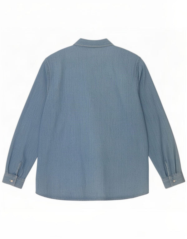 chemise en denim femme vintage UK 14 Grand coton bleu