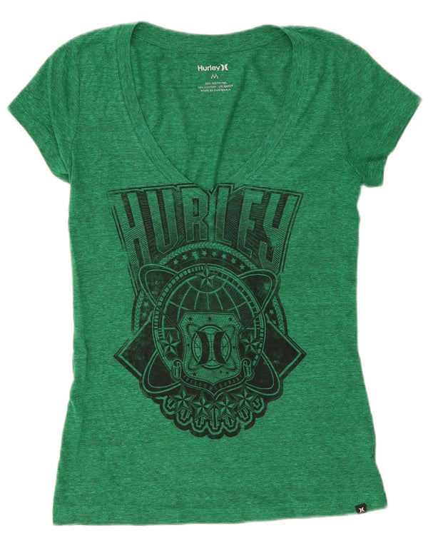 Hurley T-shirt graphique pour femme UK 12 Vert moyen Polyester