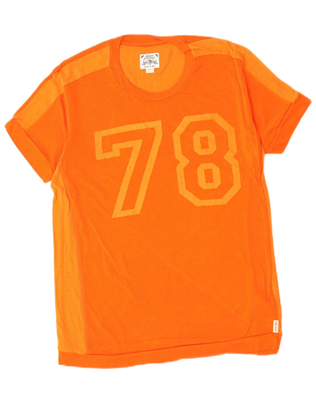 DIESEL T-Shirt Graphique Homme Petit Orange Colorblock Coton
