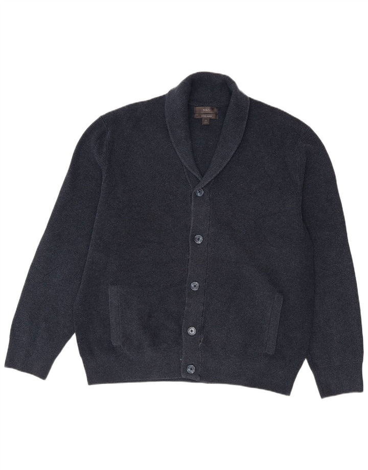 Marks & Spencer Pull Cardigan Homme 2XL Bleu Marine Polyester