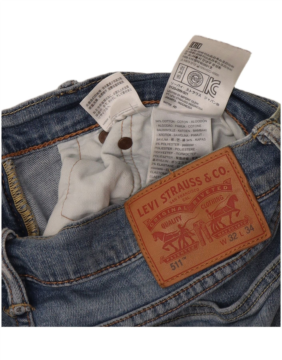 Levi's Jean Slim 511 Homme Bleu W32 L31 Coton