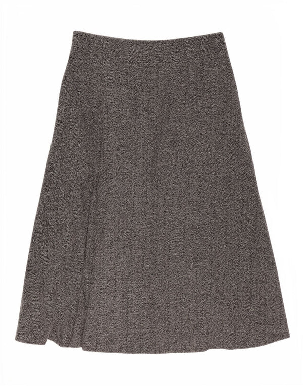 Zara Femme Jupe Midi A-Line Large W32 Gris Chevrons