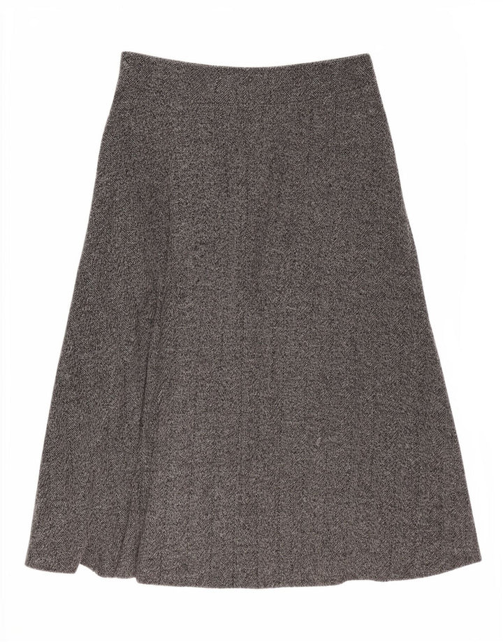 Zara Femme Jupe Midi A-Line Large W32 Gris Chevrons