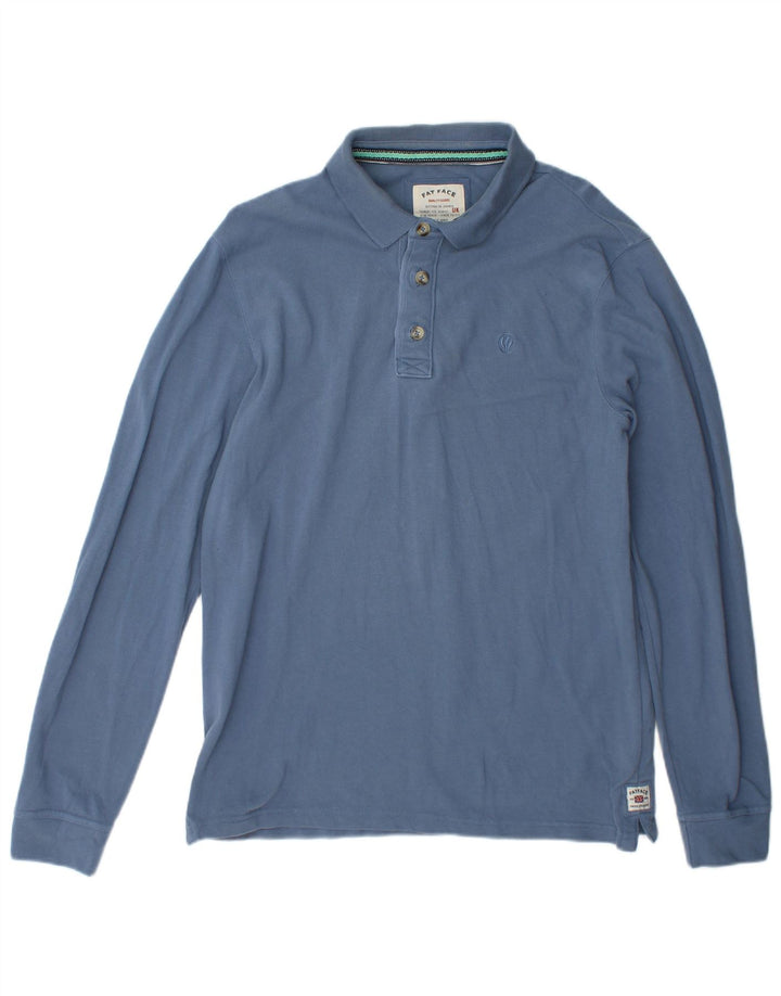 Fat Face Polo à Manches Longues Homme Bleu Moyen Coton