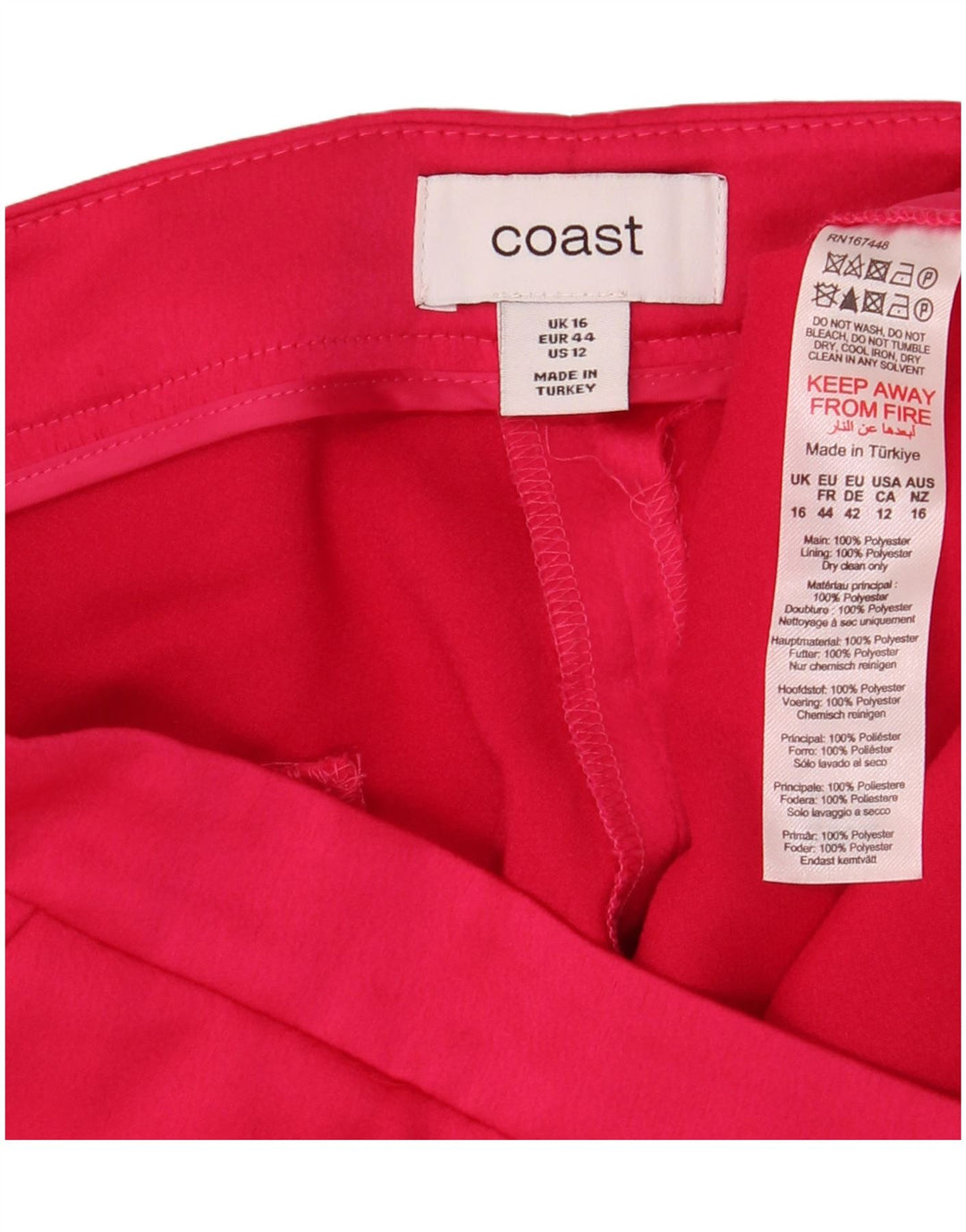 Coast Pantalon Chino Bootcut Femme UK 16 Large W36 L32 Rose Polyester