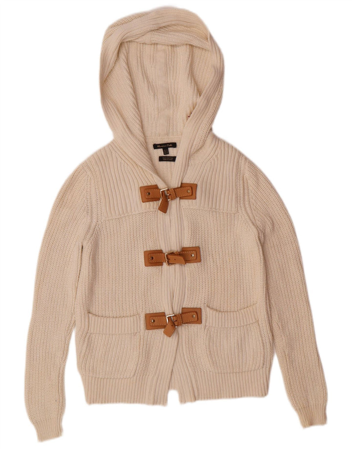 MASSIMO DUTTI Cardigan à capuche pour femme UK 6 XS Beige Coton