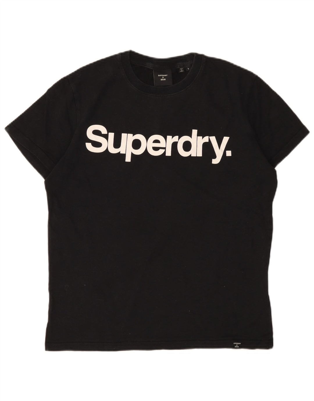 SUPERDRY T-shirt graphique pour femme UK 16 Large Noir Coton