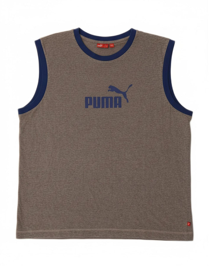 PUMA Mens Graphic Vest Top XL Grey Vintage Puma and Second-Hand Puma from Messina Hembry 