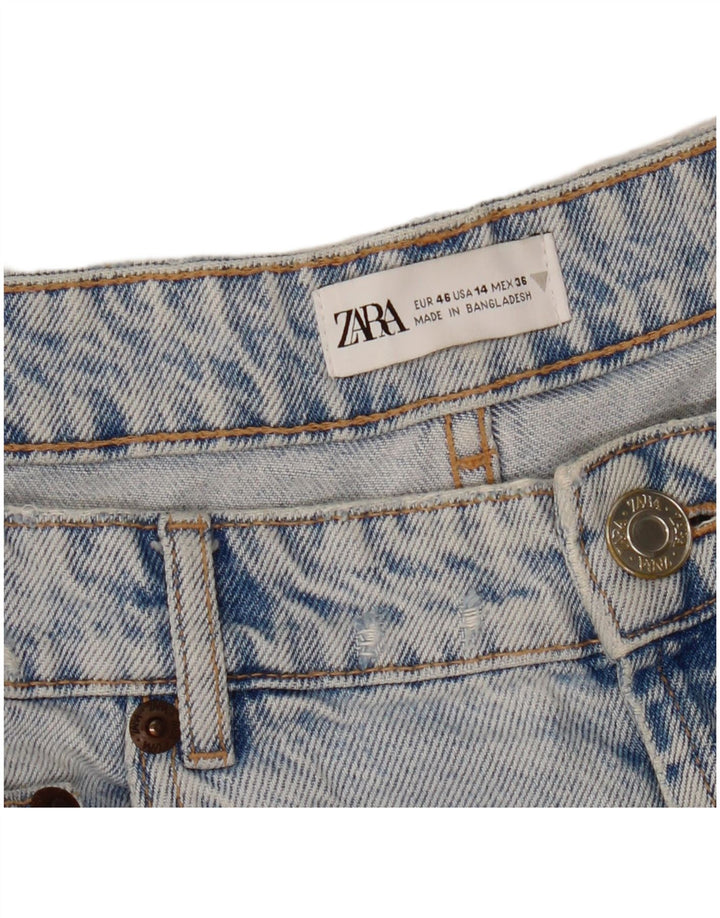 ZARA Short en jean pour femme EU 46 2XL W36 Bleu