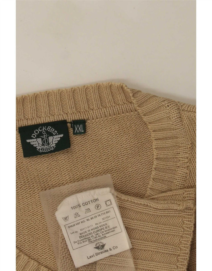 Dockers Pull Col V Homme 2XL Beige Coton