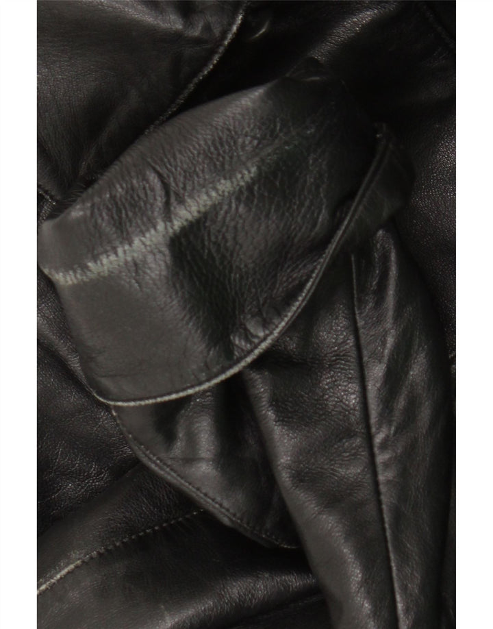 manteau en cuir femme vintage IT 42 Cuir noir moyen