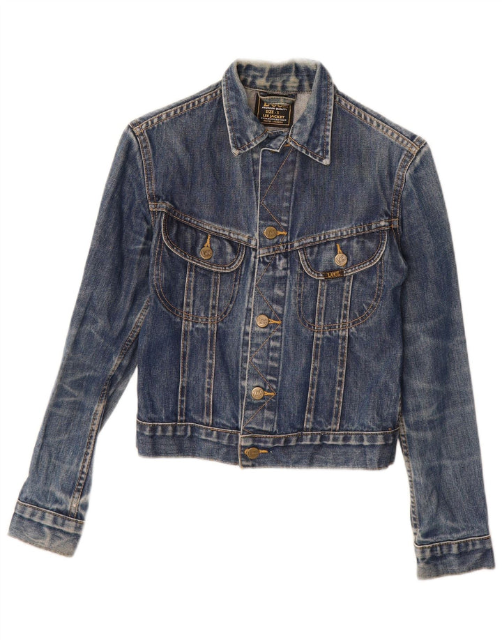 LEE Veste en jean courte pour femme UK 10 Petit coton bleu