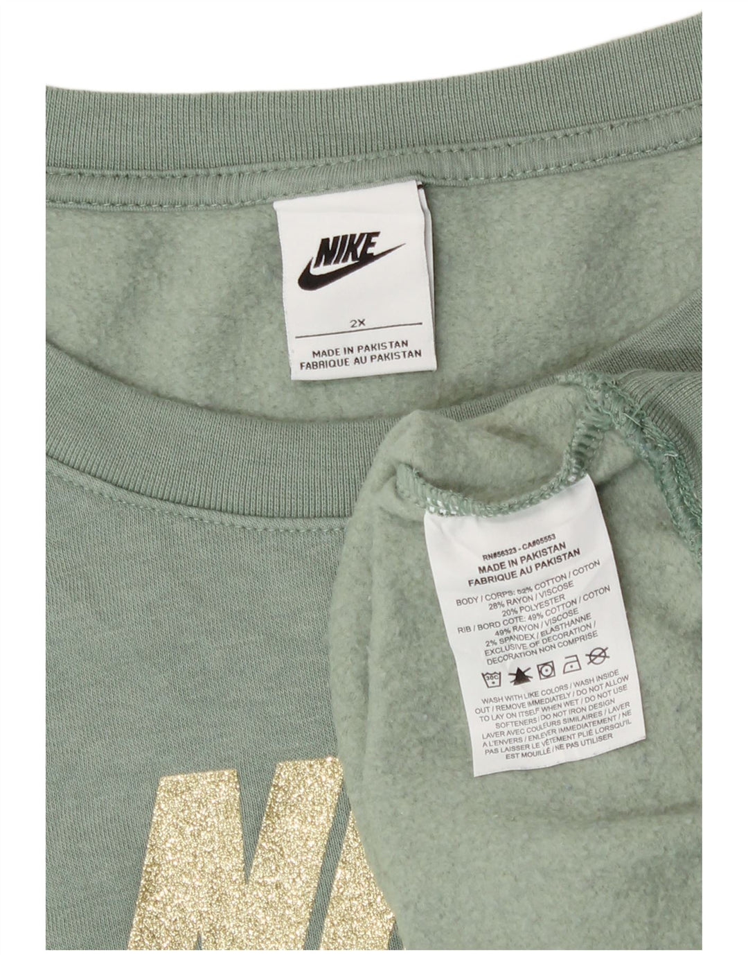 Nike Sweat-shirt surdimensionné graphique pour femme UK 20 2XL Vert Coton