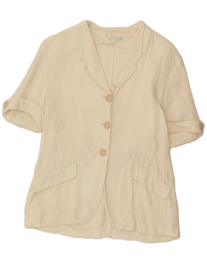 ANTONIO D'ERRICO Womens Short Sleeve Blazer Jacket IT 40 Small Beige Vintage Antonio D'errico and Second-Hand Antonio D'errico from Messina Hembry 