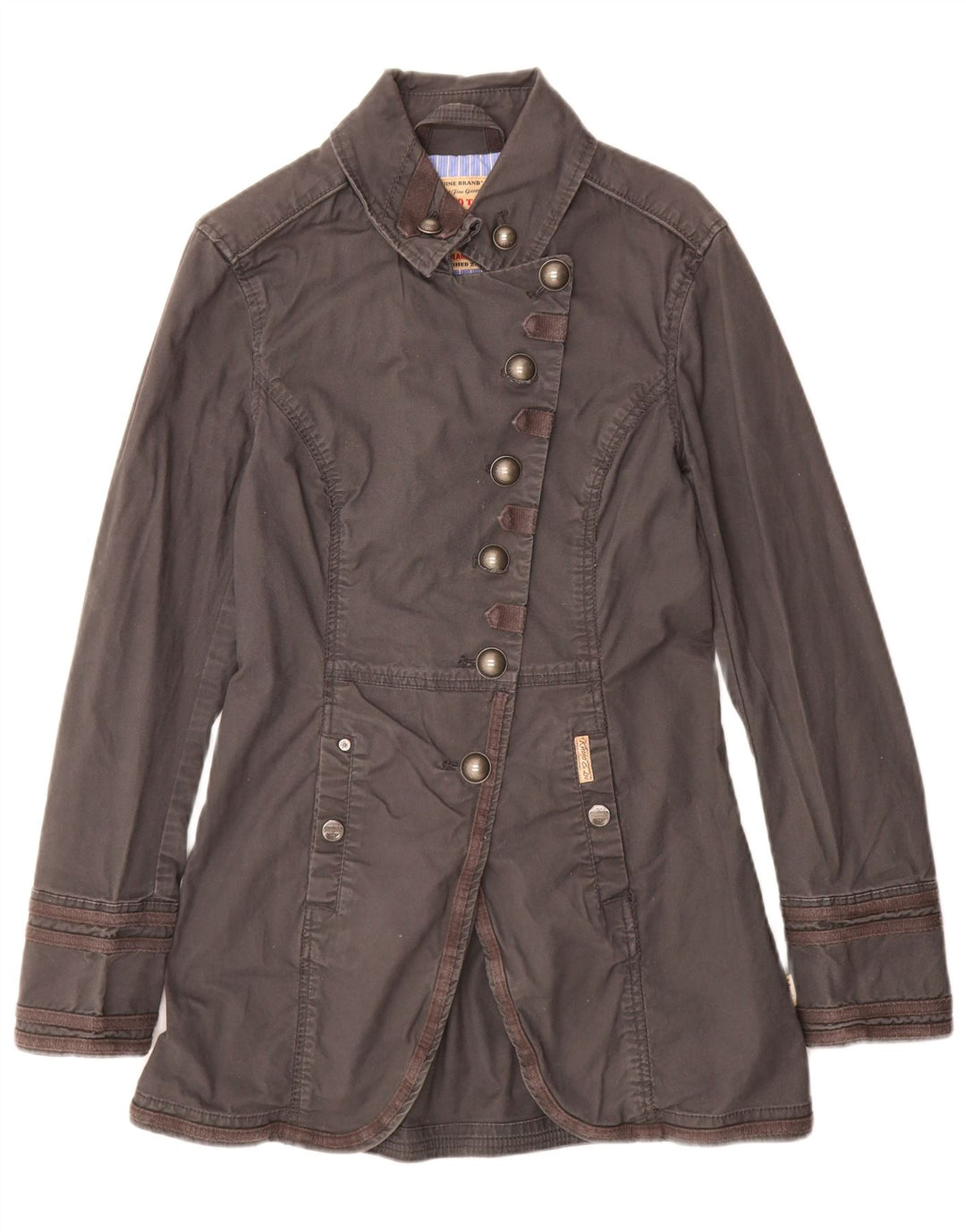 KHUJO Manteau Femme UK 14 Grand Coton Gris