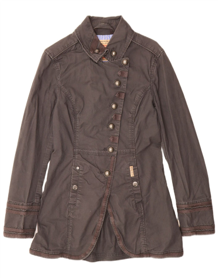 KHUJO Manteau Femme UK 14 Grand Coton Gris