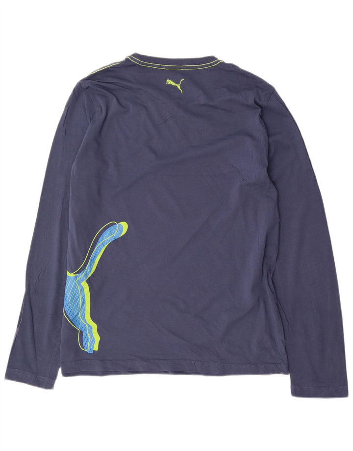 Puma T-shirt graphique à manches longues pour hommes, grand coton bleu marine