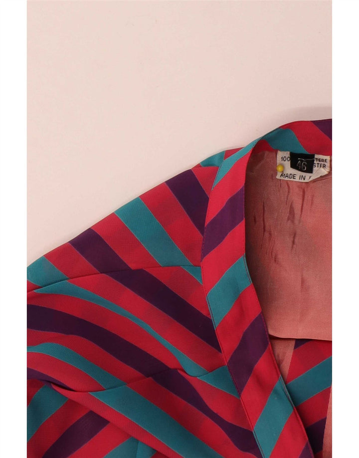 jupe évasée femme vintage IT 46 Large W28 Polyester rayé multicolore