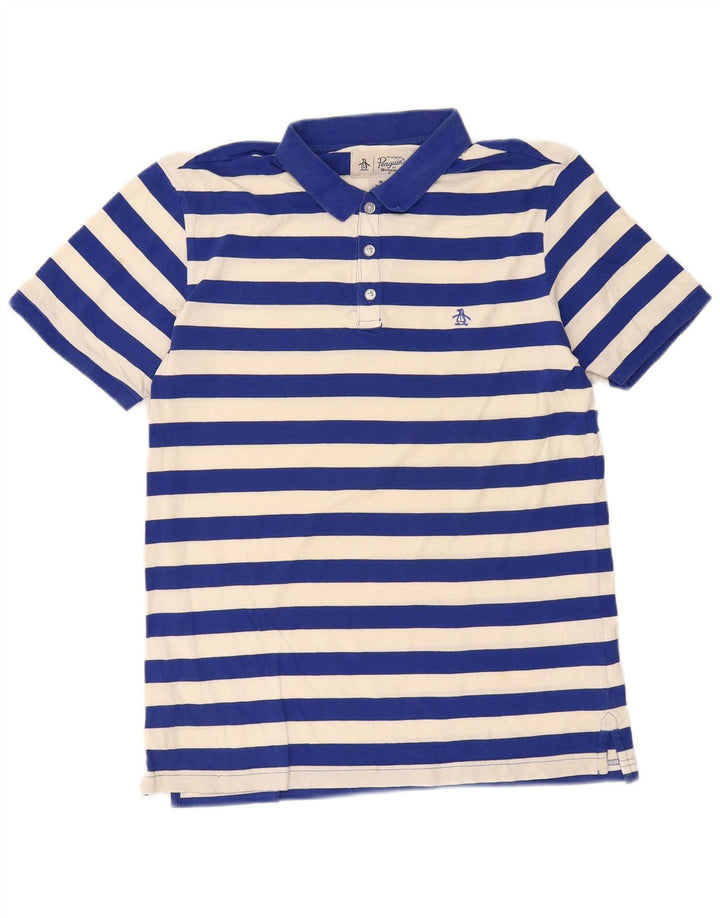 Penguin Polo Regular Fit Homme Bleu Moyen Rayé Coton