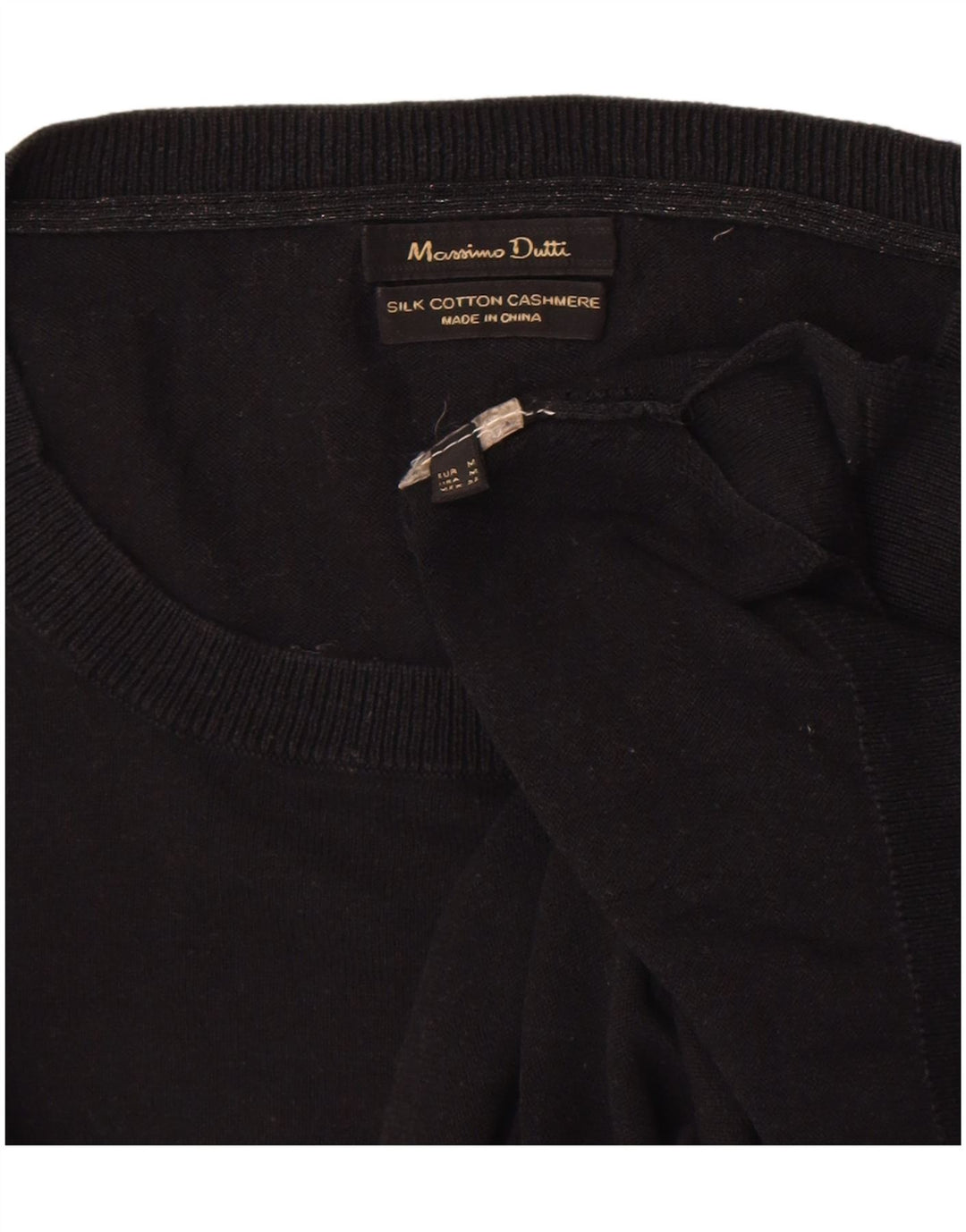 Massimo Dutti Pull à col rond pour femme UK 14 en coton noir moyen