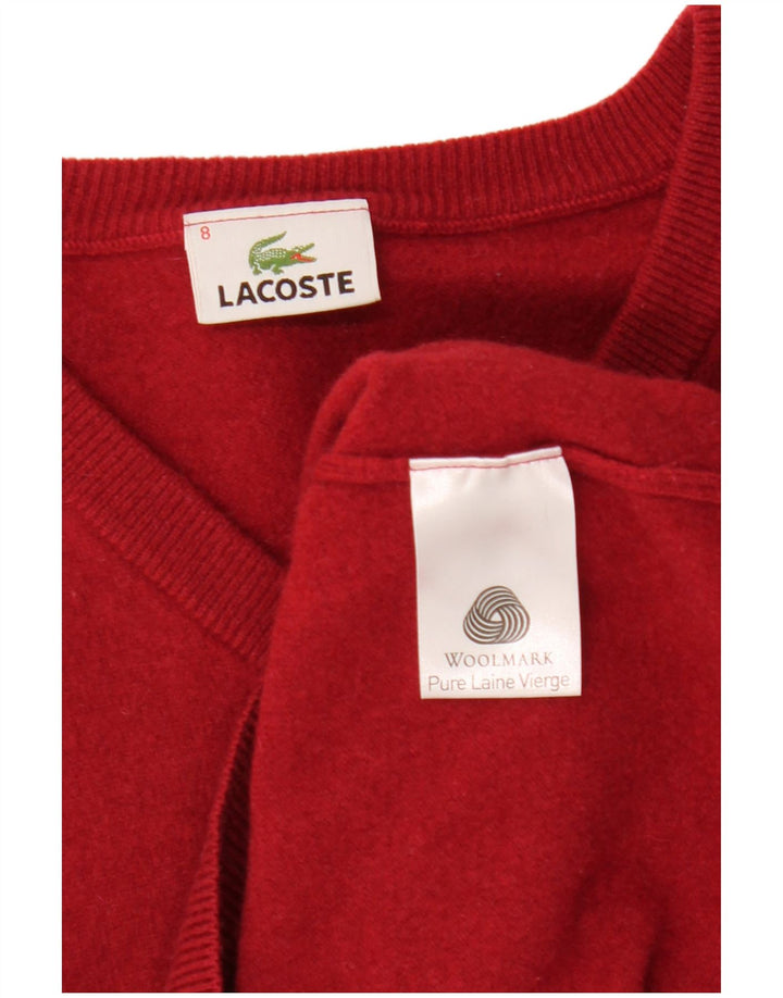 LACOSTE Homme Col V Pull Pull Taille 8 3XL Laine Rouge
