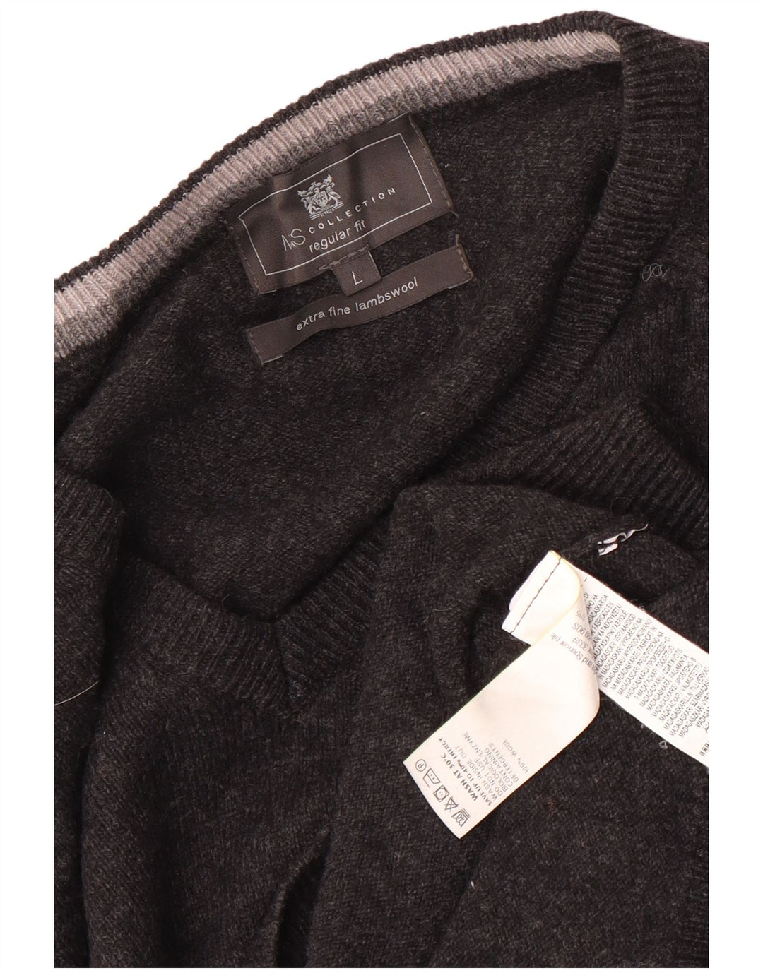 Marks & Spencer Pull coupe classique à col en V pour homme en laine grise
