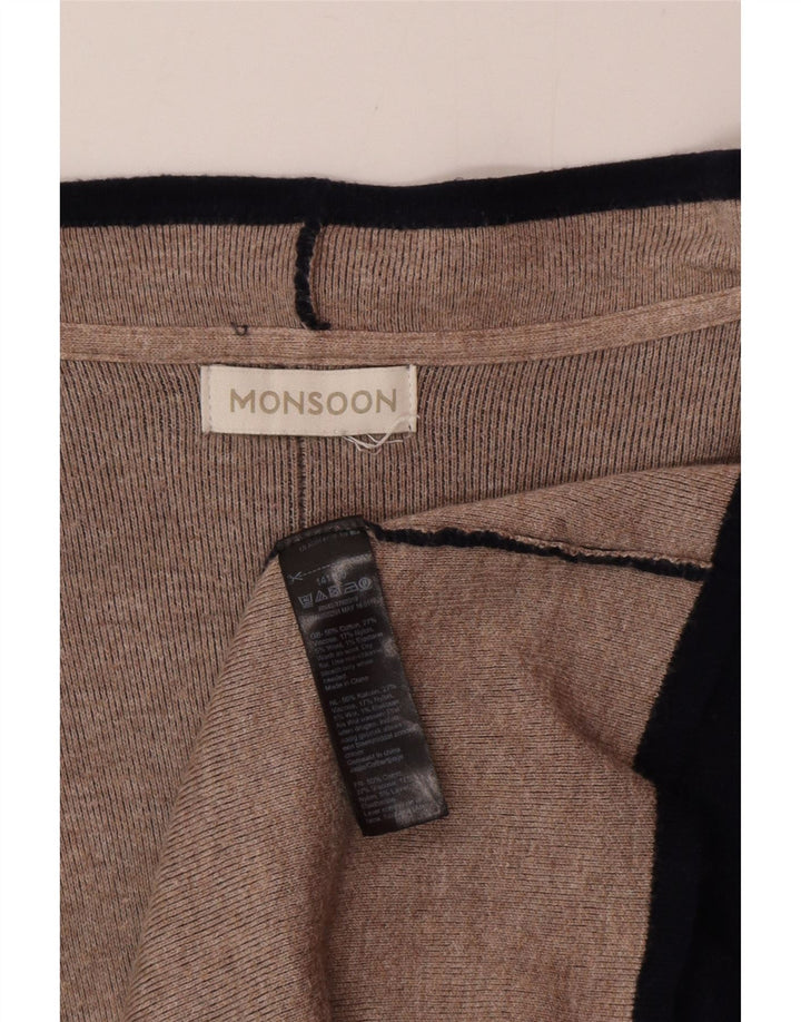 Monsoon Cardigan ouvert long pour femme UK 16 Large Bleu marine Coton