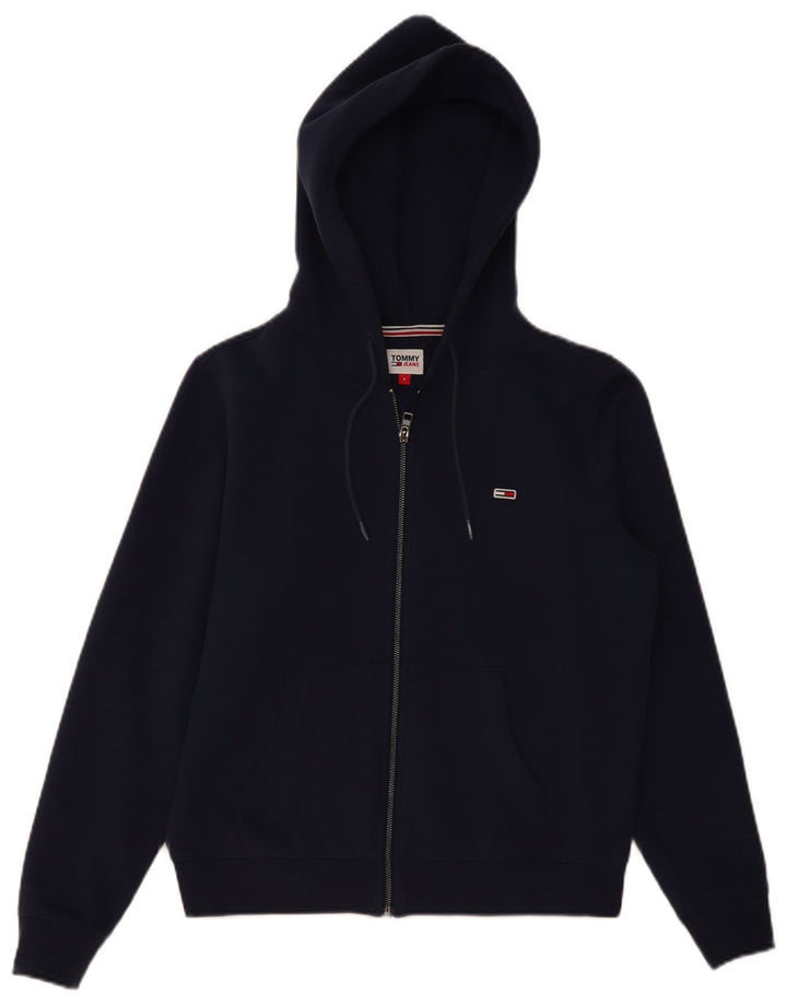 TOMMY HILFIGER Pull à capuche zippé surdimensionné pour femme UK 10 Small Bleu marine