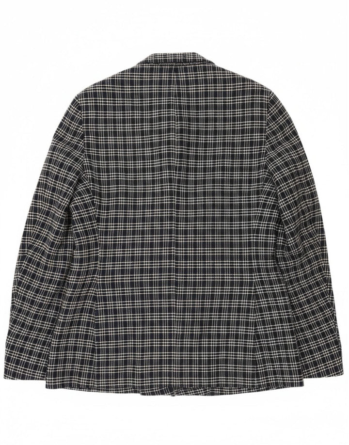 Manuel Ritz Veste blazer croisée pour homme IT 48 Bleu marine moyen à carreaux