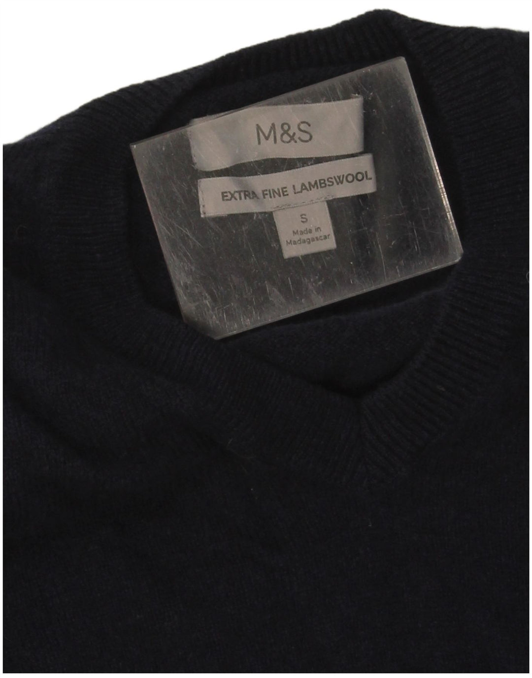 Marks & Spencer Pull col V pour homme en laine bleu marine Taille S