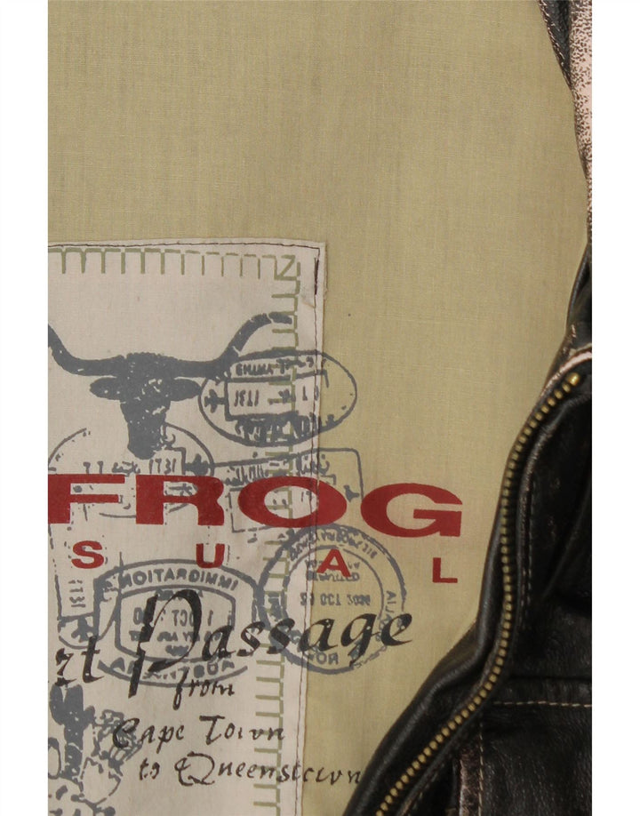 Le Frog Veste en cuir militaire pour femme IT 52 2XL Noir