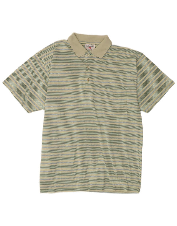 Marronetto Mens Polo Shirt Large Green Striped Cotton