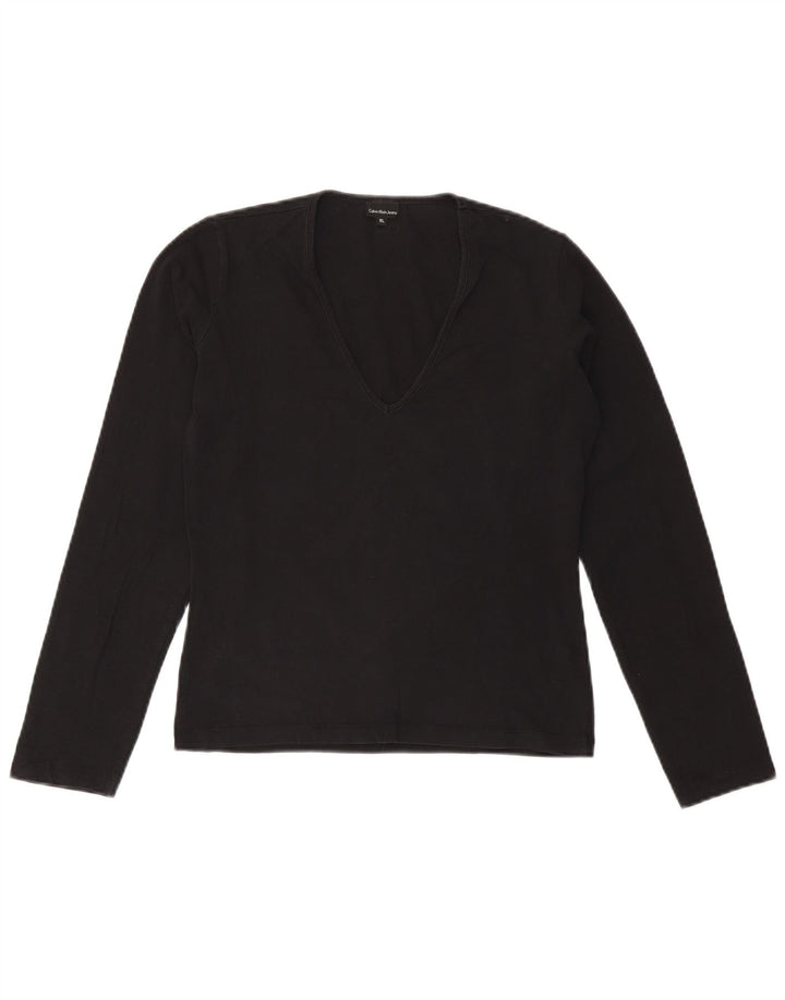 CALVIN KLEIN JEANS Haut Femme Manches Longues UK 18 XL Noir