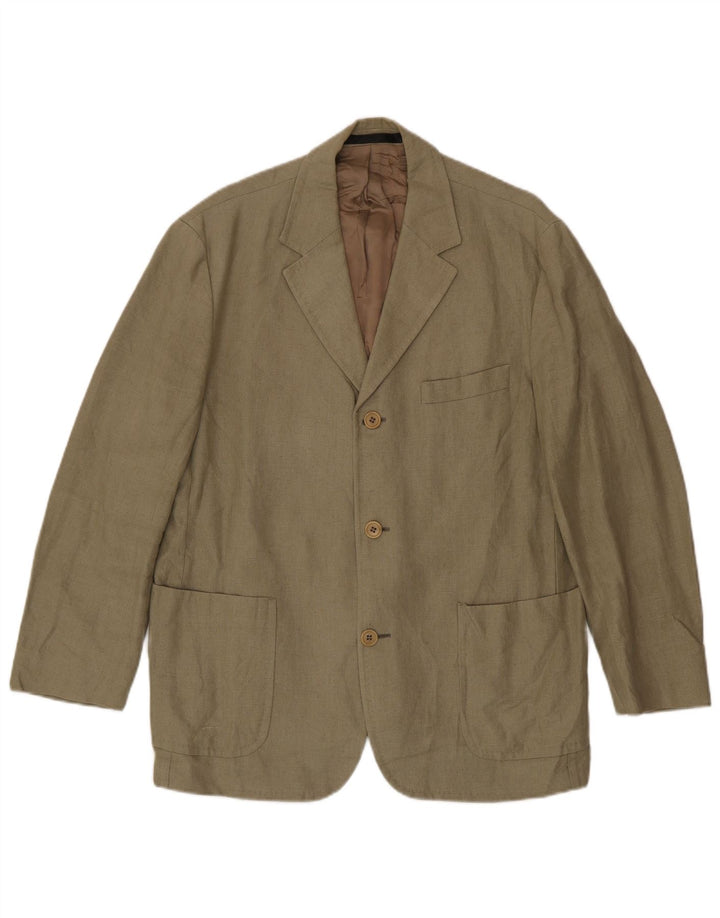 Marks & Spencer Veste blazer à 3 boutons pour homme UK 40 Lin kaki moyen