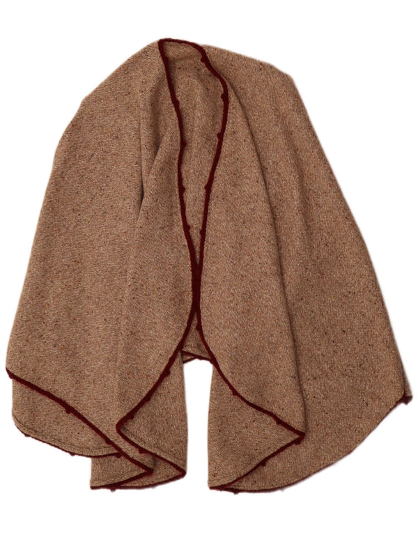 vintage Mens Poncho Cardigan Pull Taille Unique Beige Moucheté