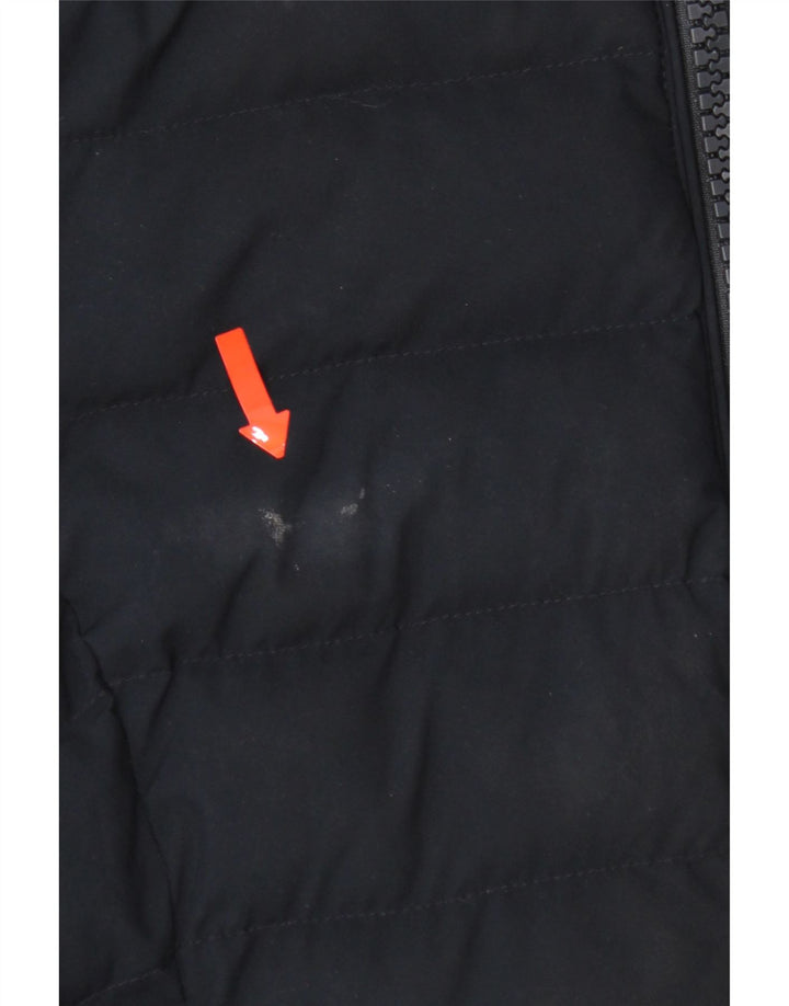 Superdry Manteau rembourré à capuche pour femme UK 10 Small Bleu marine Polyester