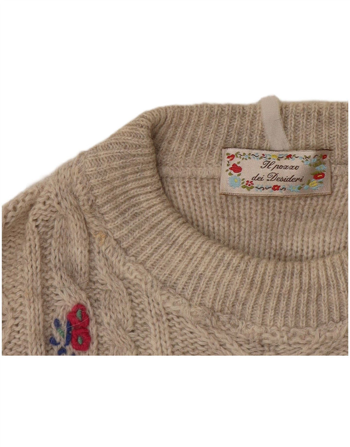 vintage Womens Crew Neck Jumper Pull UK 16 Grand Gris