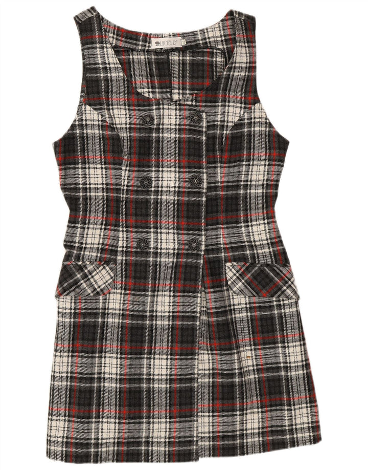 vintage Femme Coupe Régulière Robe Pinafore IT 42 Gris Moyen Plaid Rétro